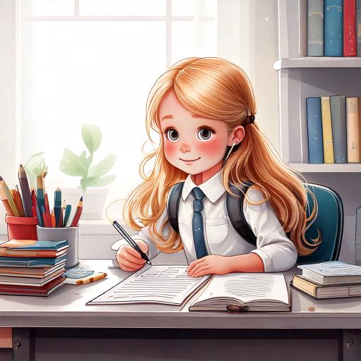 Firefly Children's book illustration of a girl (pale skin, fair long hair), about 8 years old at sch vanaema värava juures lehvitamas