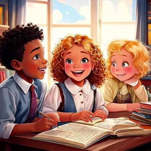 Firefly children's book illustration of children laughing at someone 10379 vanaema värava juures lehvitamas